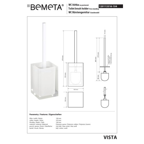 Bemeta VISTA szczotka do wc wolnostojąca 120113316-100