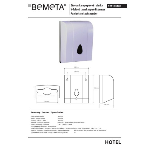 Bemeta Pojemnik na ręczniki papierowe 121103106