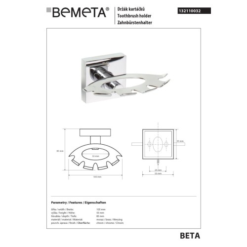 Bemeta BETA uchwyt na szczoteczki do zębów 132110032