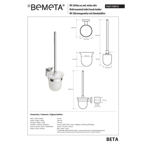 Bemeta BETA szczotka wc włosie białe 132113012