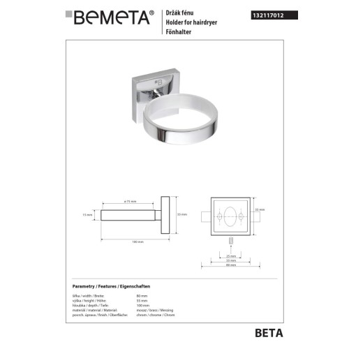 Bemeta BETA uchwyt na suszarkę 132117012