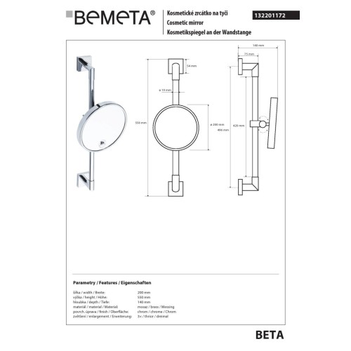 Bemeta BETA Lusterko kosmetyczne 132201172
