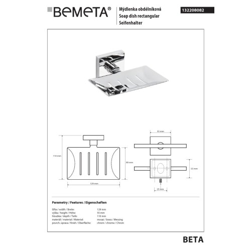 Bemeta BETA Metalowa mydelniczka 132208082