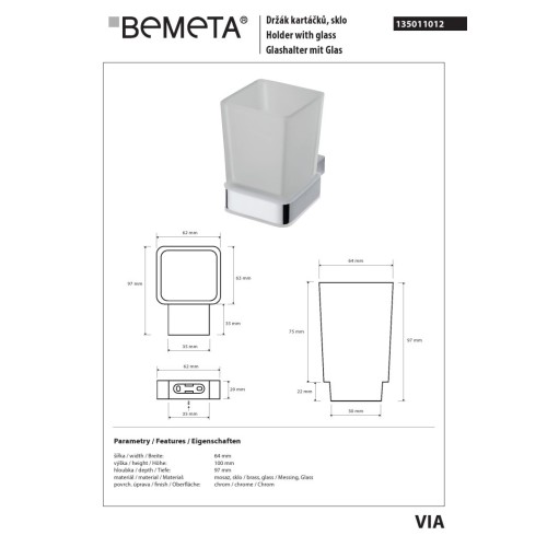 Bemeta VIA szklany pojemnik na szczoteczki 135011012