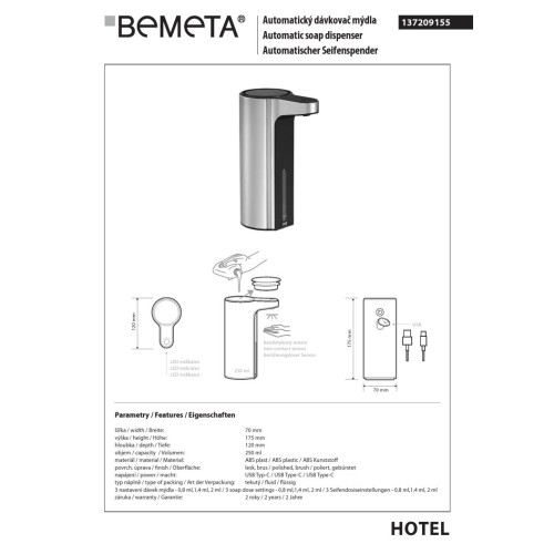 Bemeta Automatyczny dozownik mydła 137209155