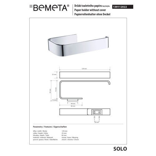 Bemeta VIA Uchwyt na papier toaletowy 139112022