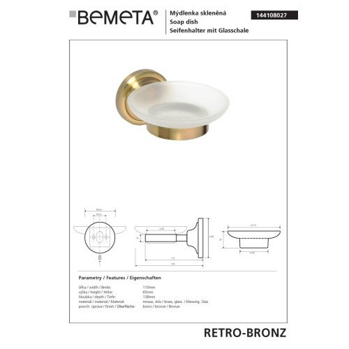 Bemeta RETRO Bronze Mydelniczka 144108027