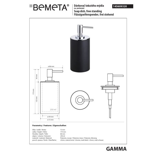 Bemeta GAMMA dozownik do mydła wolnostojący 145609320