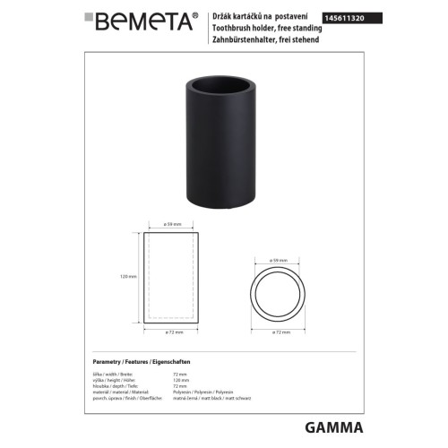 Bemeta GAMMA kubek wolnostojący 145611320