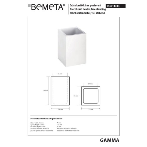 Bemeta GAMMA kubek wolnostojący 145711314
