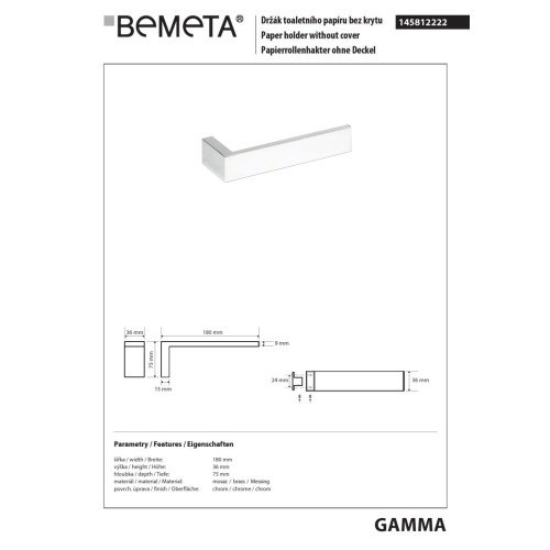 Bemeta GAMMA uchwyt na papier toaletowy 145812222