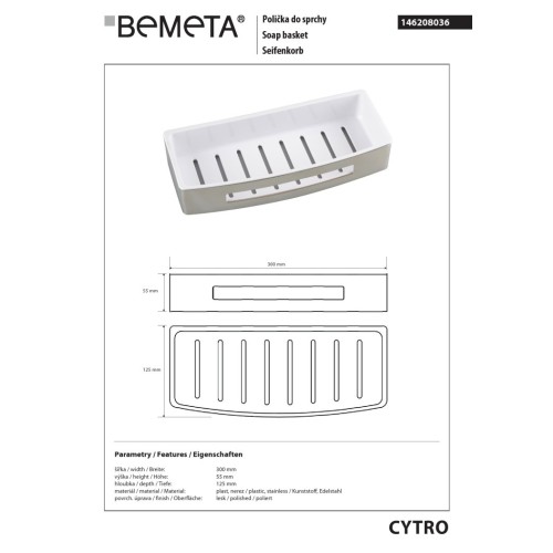 Bemeta CYTRO Półka prysznicowa plastik / mosiądz 146208036