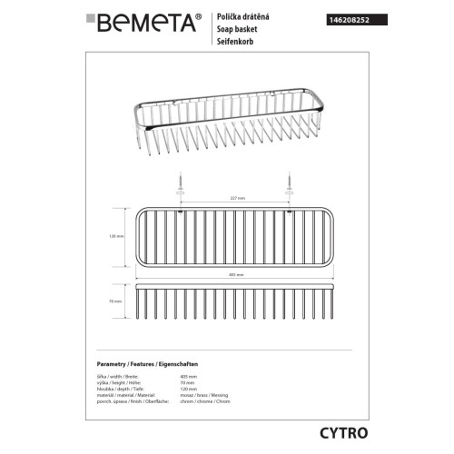 Bemeta CYTRO Półka prysznicowa 400 mm 146208252