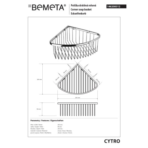 Bemeta CYTRO Półka prysznicowa narożna 146208312