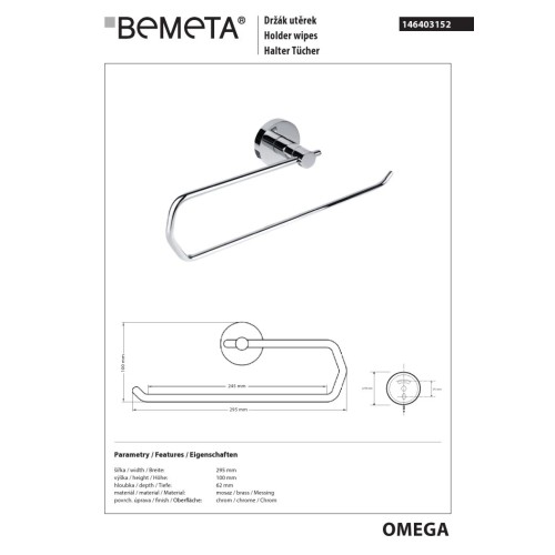 Bemeta OMEGA uchwyt na ręczniki papierowe kuchenne 146403152