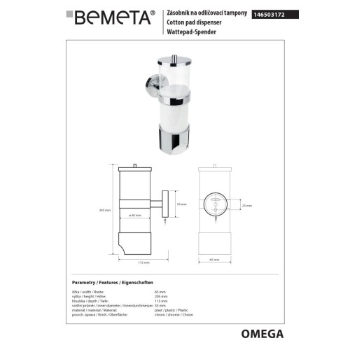 Bemeta OMEGA Pojemnik na płatki kosmetyczne 146503172