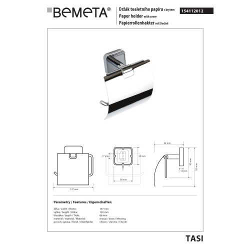 Bemeta TASI Uchwyt na papier toaletowy z klapką 154112012
