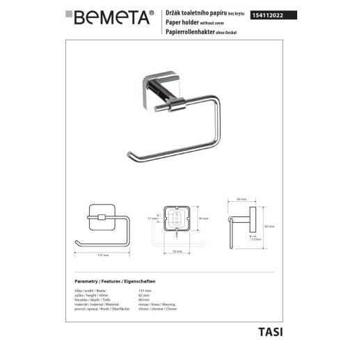 Bemeta TASI Uchwyt na papier toaletowy 154112022
