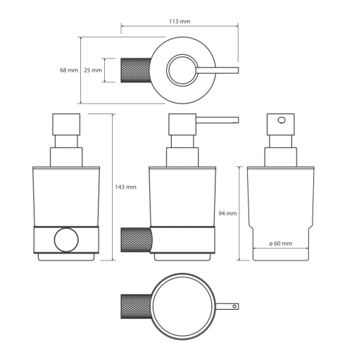 Bemeta Auria 171109010 rysunek techniczny dozownika 200ml złoto matowe