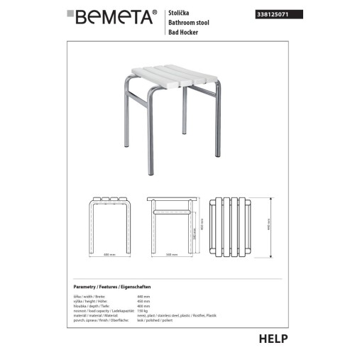 Bemeta HELP Krzesło łazienkowe 338125071