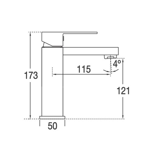 Wymiary techniczne baterii umywalkowej Blue Water Toronto TOR-BUN.010C