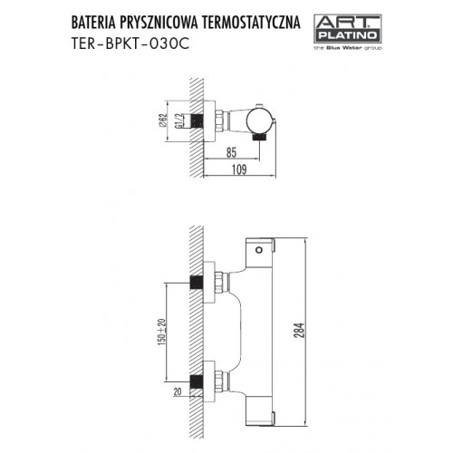 Bateria natryskowa termostatyczna chrom TER-BPKT.030C Art Platino