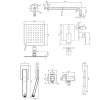 Omnires Baretti SYSBA10BL System prysznicowy podtynkowy czarny rysunek technczny