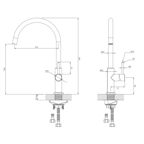 Omnires Y1251CP bateria zlewozmywakowa miedź