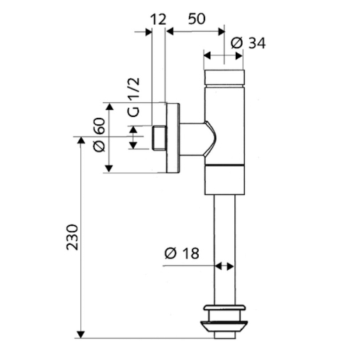 Zawór do pisuaru Schellomat Basic 024760699 Schell – wymiary i przyłącza techniczne