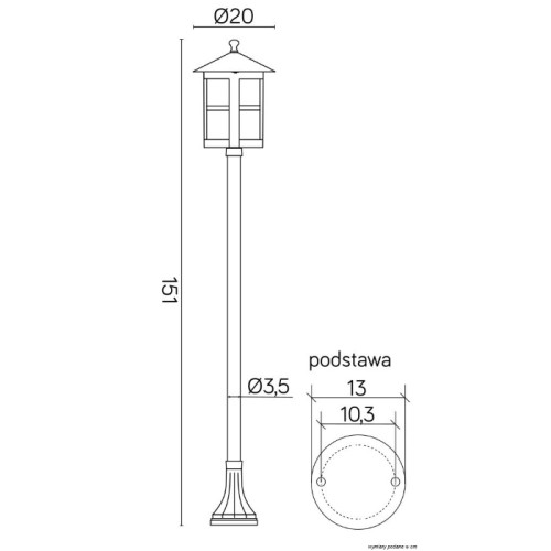 Lampa zewnętrzna aluminiowa Cordoba II 151 cm K 5002/1/TD