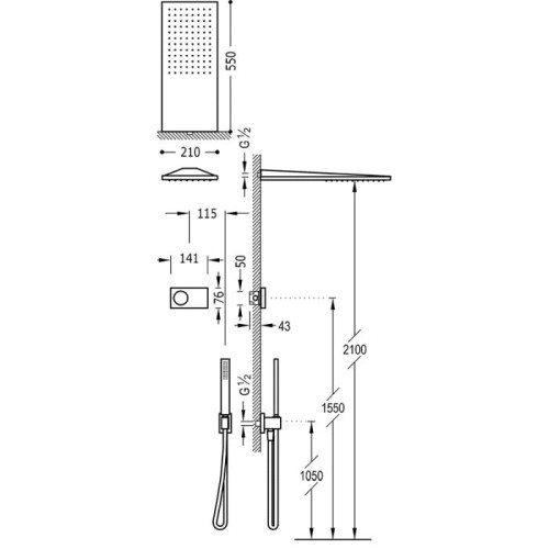Tres Shower Technology Podtynkowy termostatyczny elektroniczny zestaw prysznicowy czerń matowa 09288551NM