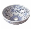 Sapho PRIORI umywalka ceramiczna średnica 41 cm biała z niebieskim wzorem PI012