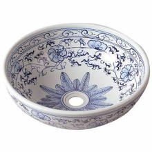 Sapho PRIORI umywalka ceramiczna średnica 41 cm biała z niebieskim wzorem PI012