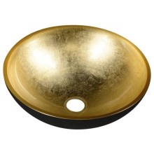 Sapho MURANO BLACK-GOLD umywalka szklana okrągła 40x14cm złoto/czarny AL5318-77