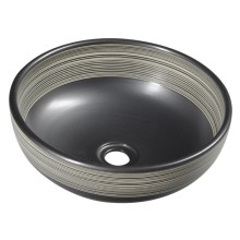 Sapho PRIORI umywalka ceramiczna średnica 41 cm 15 cm czarna z białym wzorem PI025