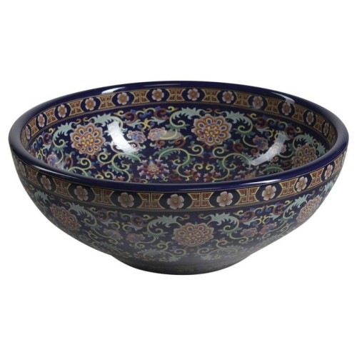 Sapho PRIORI umywalka ceramiczna średnica 41 cm 15 cm fioletowy z ornamentami PI022