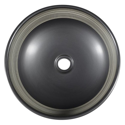 Sapho PRIORI umywalka ceramiczna średnica 41 cm 15 cm czarna z białym wzorem PI025