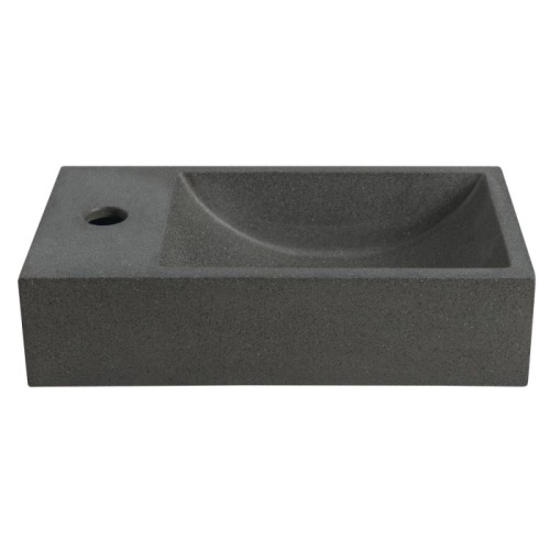 Sapho CREST L umywalka betonowa z korkiem 40x22 cm czarny granit AR403