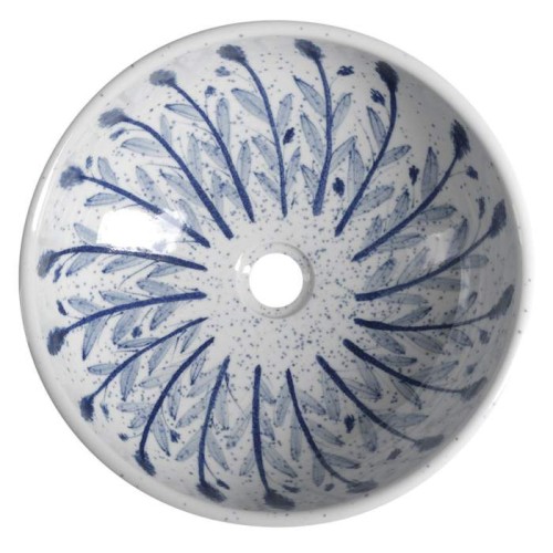 Sapho PRIORI umywalka ceramiczna średnica 41 cm biała z niebieskim wzorem PI028