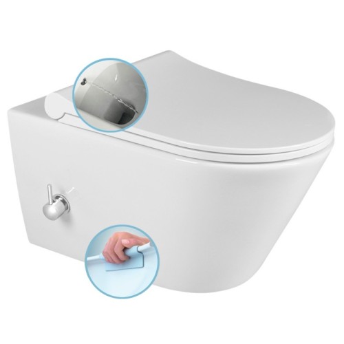 Sapho AVVA WC wiszące Rimless z prysznicem bidetowym i baterią 35x53 cm biały 100315