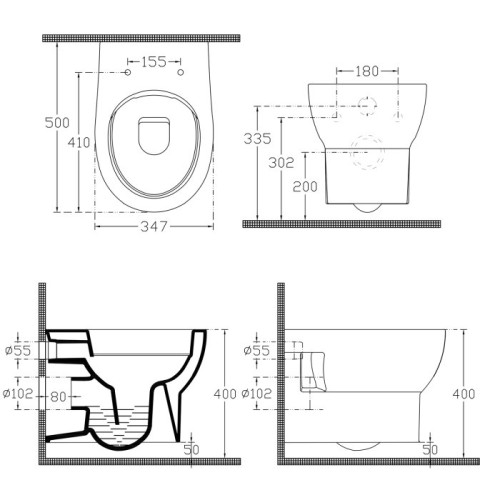 Isvea ABSOLUTE WC miska zawieszana Rimless 50x35 cm biała 10AB02002