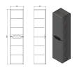 Sapho WA245-3025 WAVE szafka wysoka 35x140x30cm bała/dąb cuneo