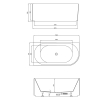 Aqualine E1047G TIBERA STRIP L narożna wanna stojąca 150x75cm biały