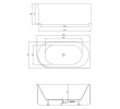 Aqualine E1037G TIBERA STRIP R narożna wanna stojąca 150x75cm biały
