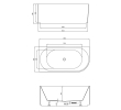 Aqualine E1026G TIBERA STRIP L narożna wanna stojąca 170x80cm biały
