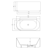 Aqualine E1015G TIBERA STRIP R narożna wanna stojąca 170x80cm biały