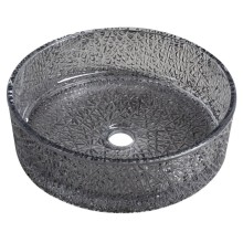 Sapho TY323B ERSEL grawerowana szklana umywalka nablatowa średnica 395cm czarny