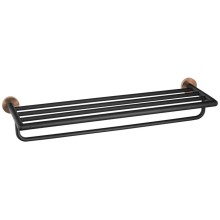 Sapho WS029BC LARISSA półka na ręczniki z uchwytem 600mm czarny/miedź mat