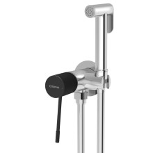 Sapho WD040CB SOLARIS bateria bidetowa podtynkowa ze słuchawką bidetową i wężem okrągły chrom/czarny mat