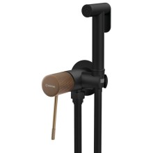 Sapho WD040PG SOLARIS bateria bidetowa podtynkowa ze słuchawką bidetową i wężem okrągły czarny/miedź mat